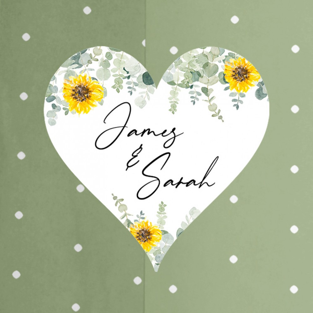 'Classic Eucalyptus Sunflower' Printed Envelope Liner Sample with Envelope