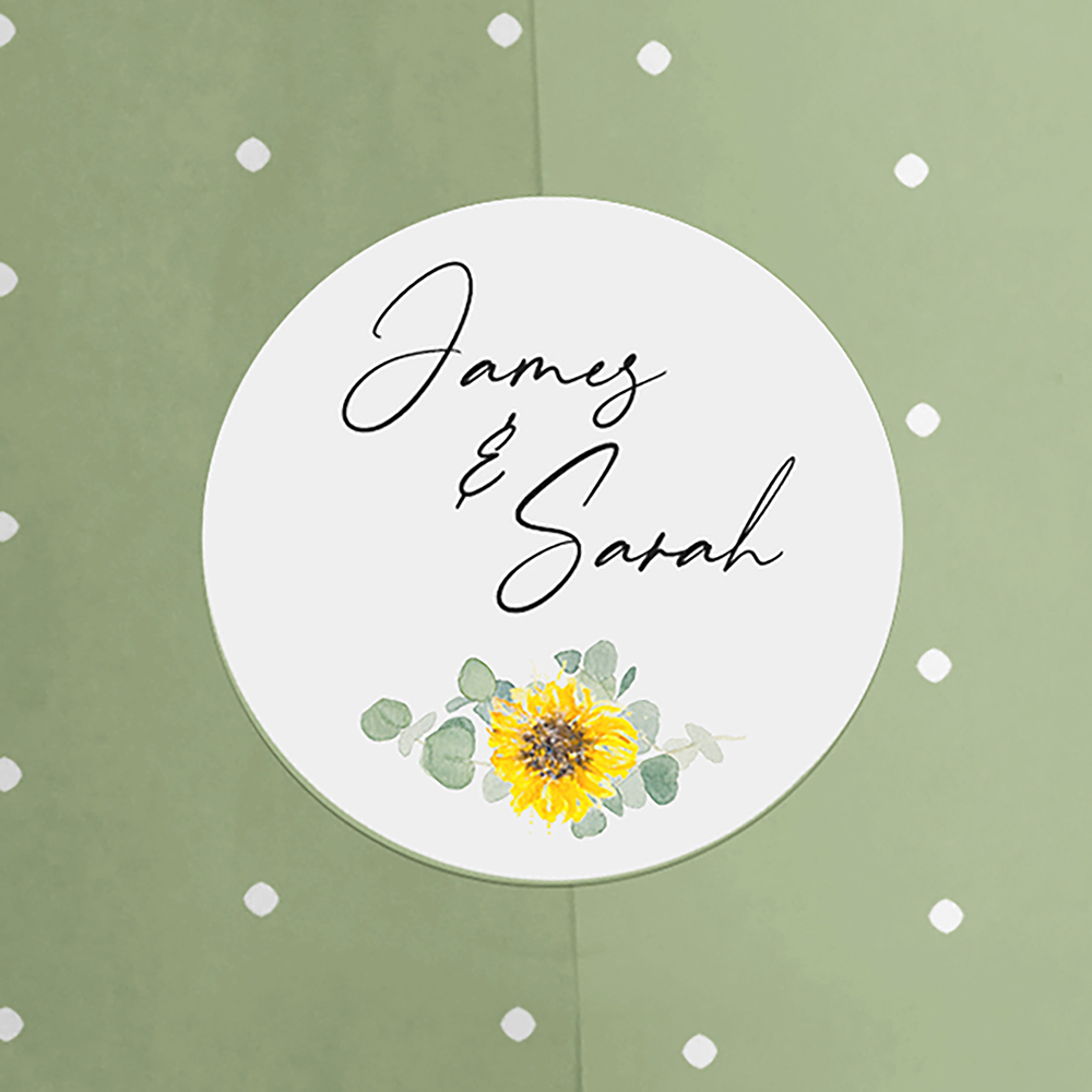 'Classic Eucalyptus Sunflower' Printed Envelope Liner Sample with Envelope