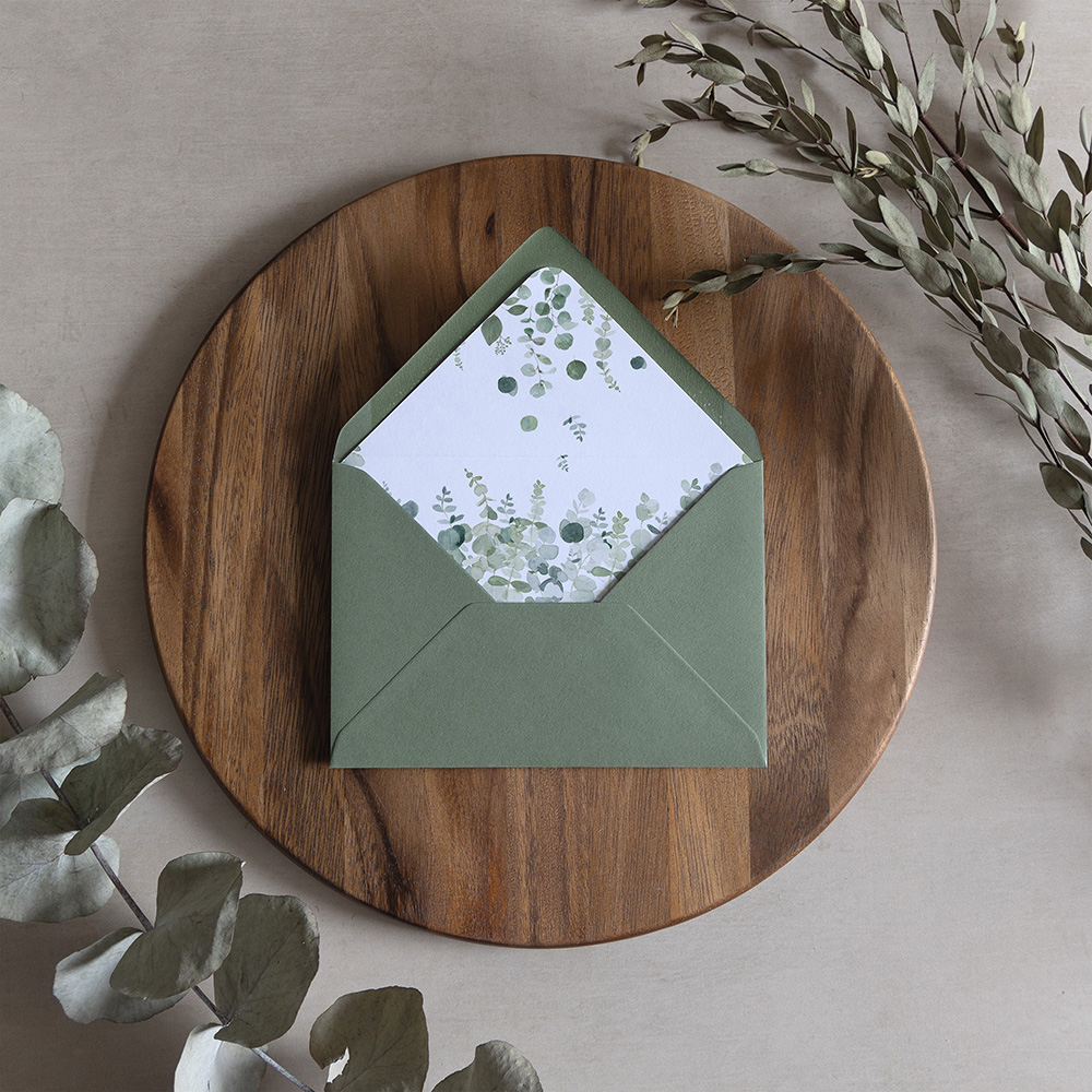 'Classic Eucalyptus' Printed Envelope Liner with Envelope