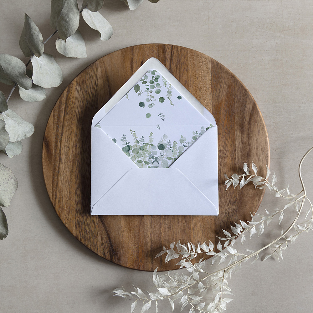 'Classic Eucalyptus' Printed Envelope Liner with Envelope