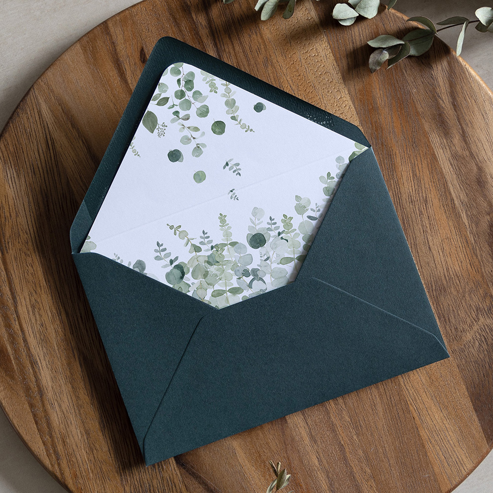 'Classic Eucalyptus' Printed Envelope Liner with Envelope