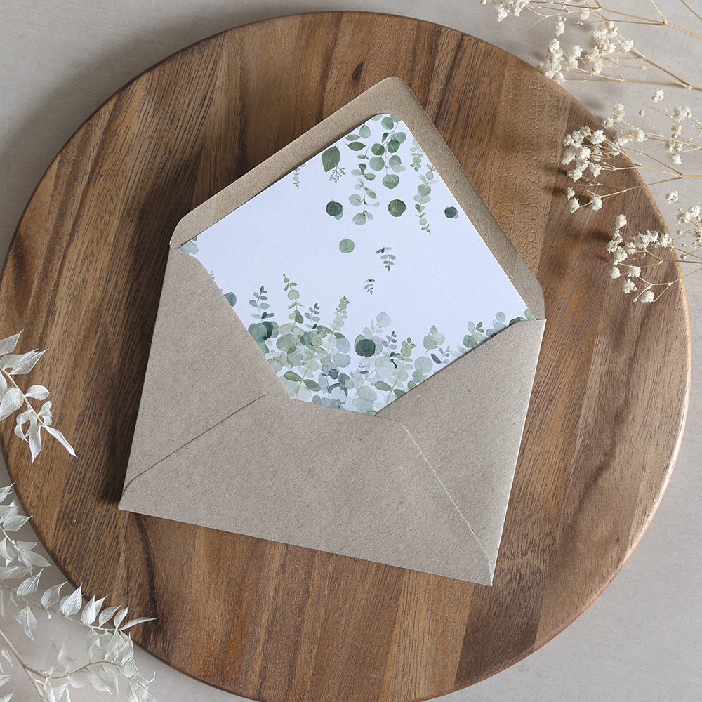 'Classic Eucalyptus' Printed Envelope Liner with Envelope