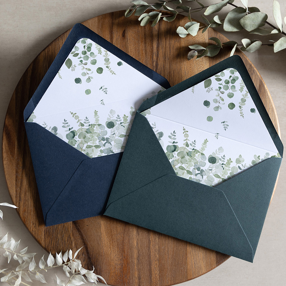 'Classic Eucalyptus' Printed Envelope Liner with Envelope