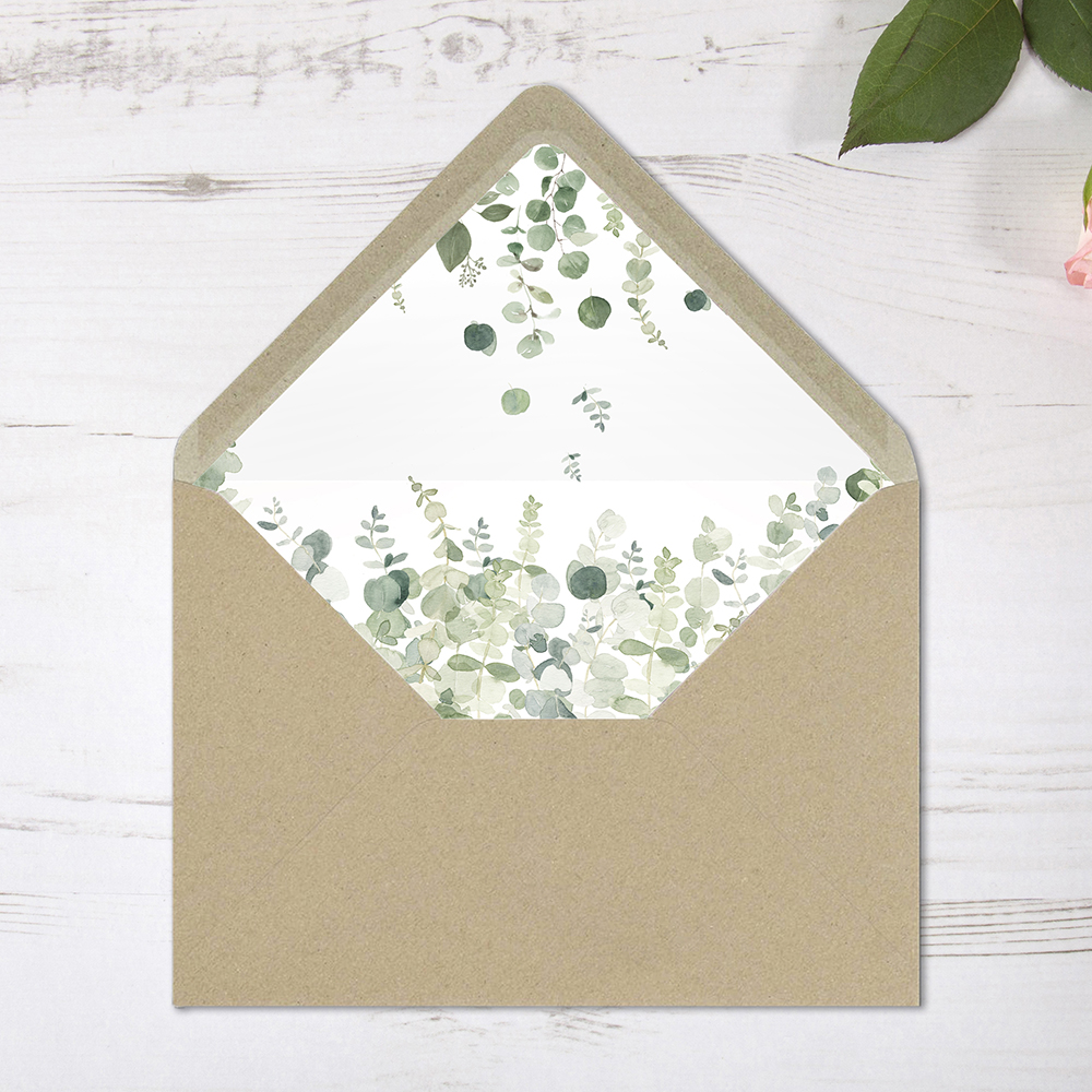 'Classic Eucalyptus' Printed Envelope Liner Sample with Envelope
