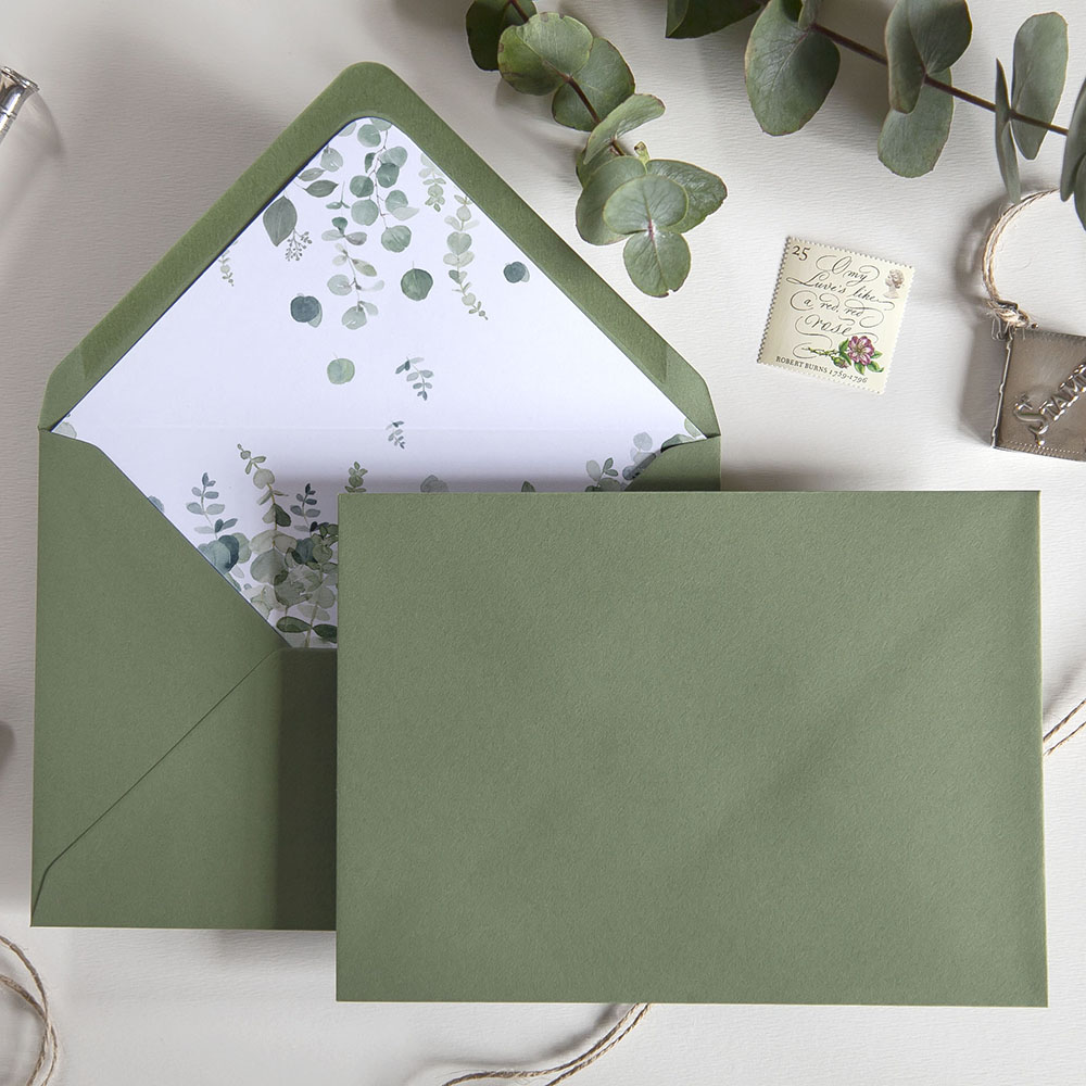 'Classic Eucalyptus' Printed Envelope Liner with Envelope