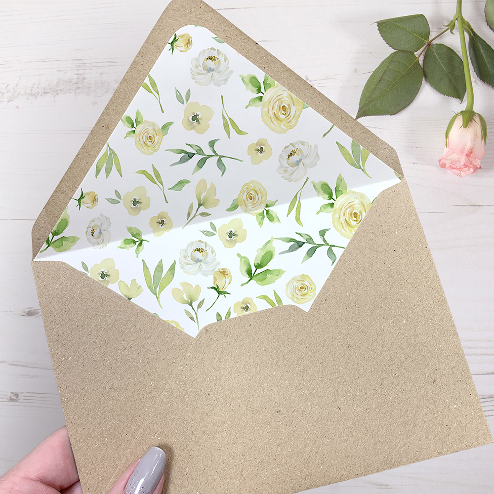 'Daphne' Printed Envelope Liner Sample with Envelope