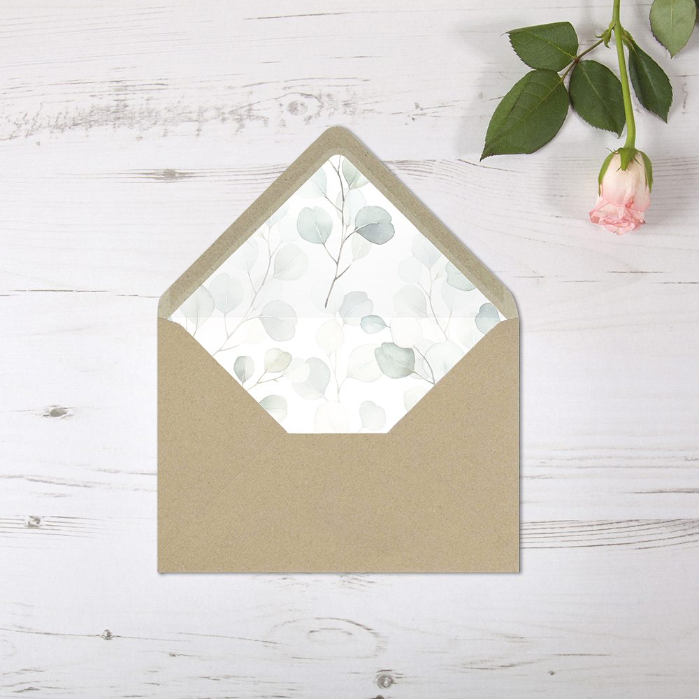 'DE12 Dreamy Eucalyptus' Printed Envelope Liner Sample with Envelope