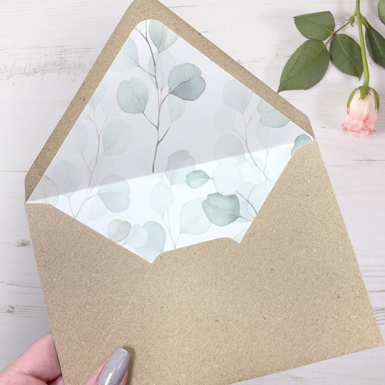 'DE12 Dreamy Eucalyptus' Printed Envelope Liner Sample with Envelope