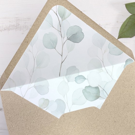 'DE12 Dreamy Eucalyptus' Printed Envelope Liner Sample with Envelope