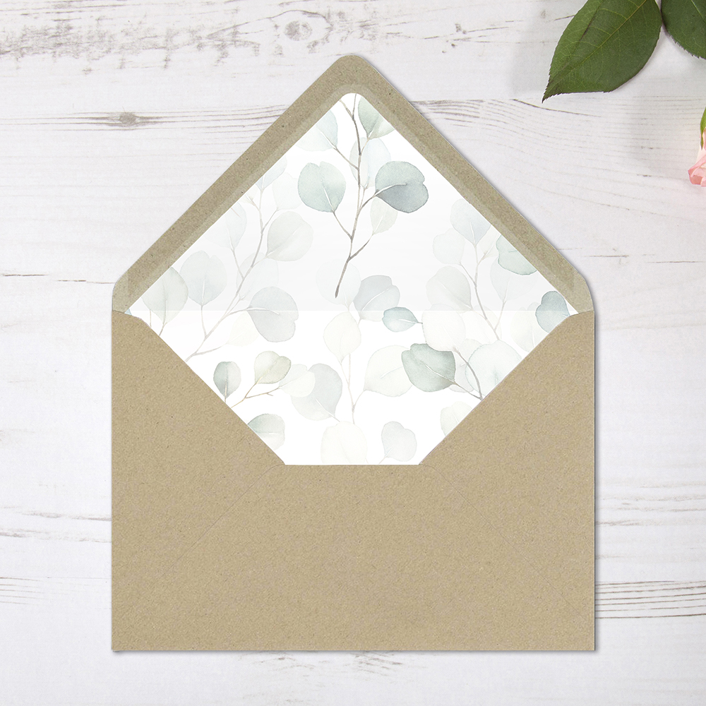 'DE12 Dreamy Eucalyptus' Printed Envelope Liner Sample with Envelope