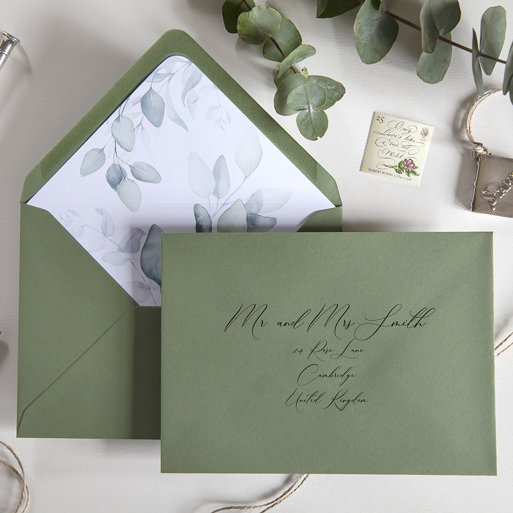 'Dreamy Eucalyptus' Square Foil Save the Date Sample