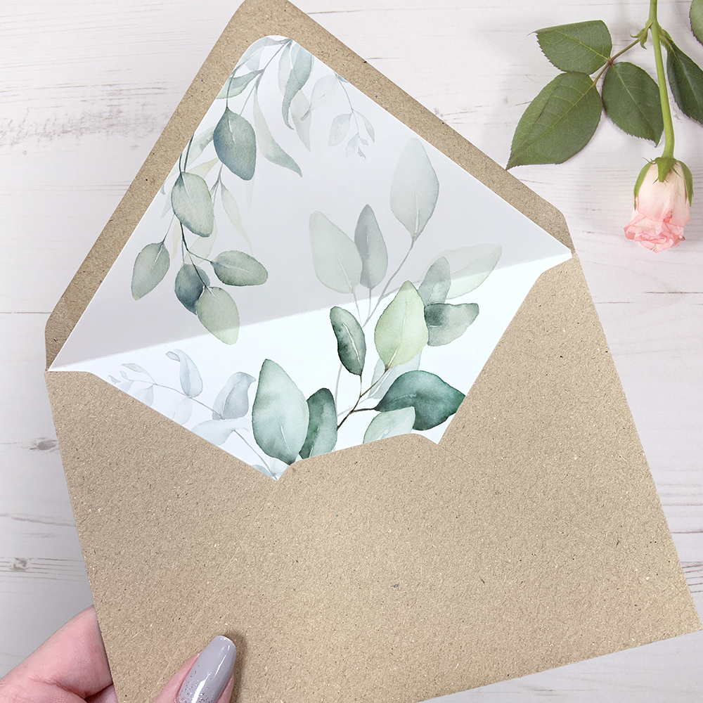 'DE10 Dreamy Eucalyptus' Printed Envelope Liner with Envelope