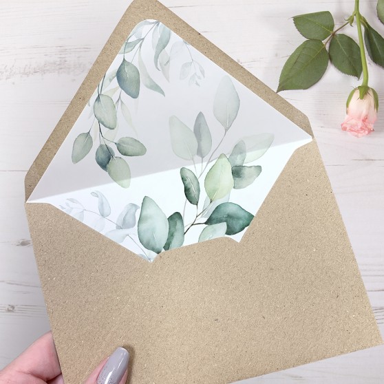 'DE10 Dreamy Eucalyptus' Printed Envelope Liner Sample with Envelope