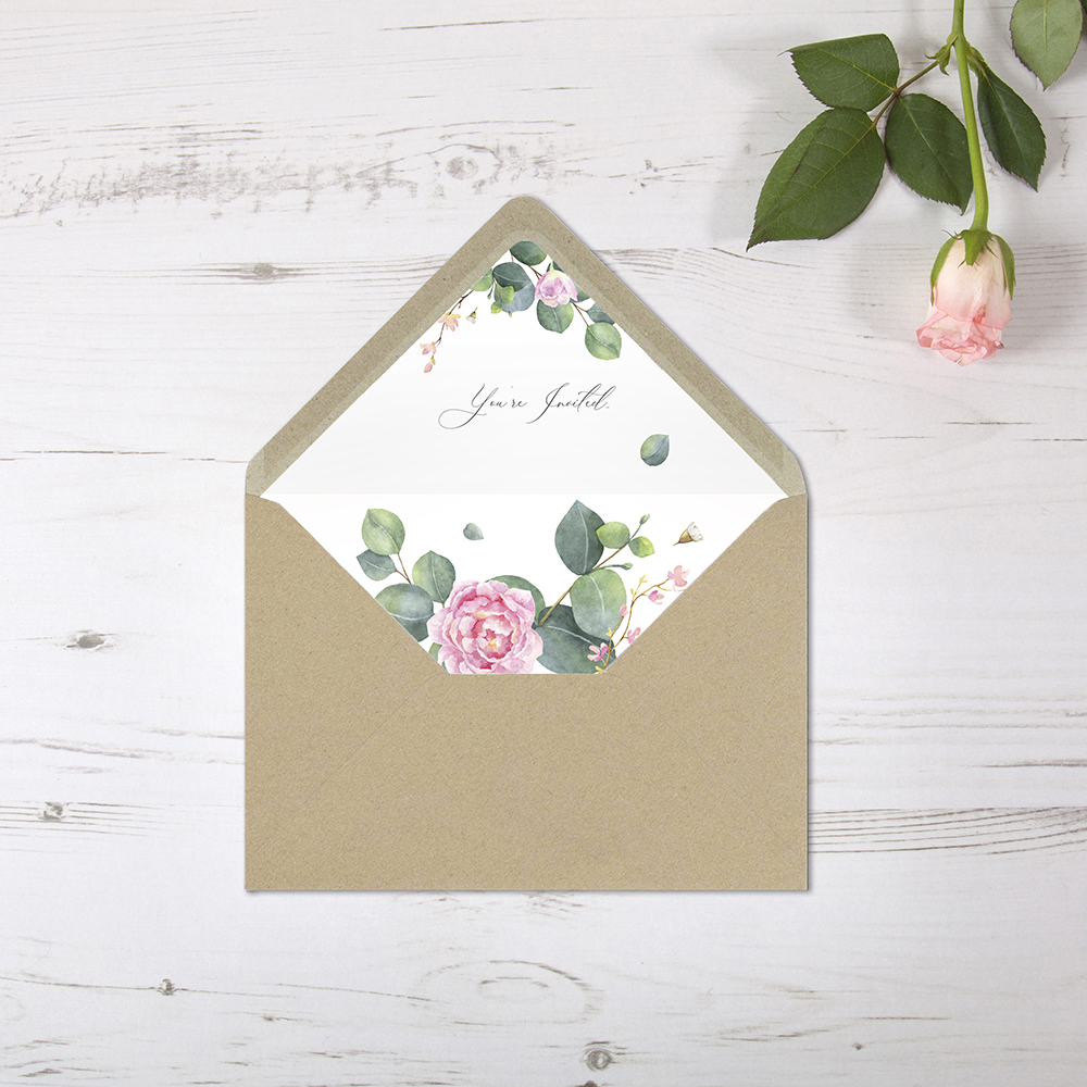 'Eucalyptus Blush' Printed Envelope Liner with Envelope