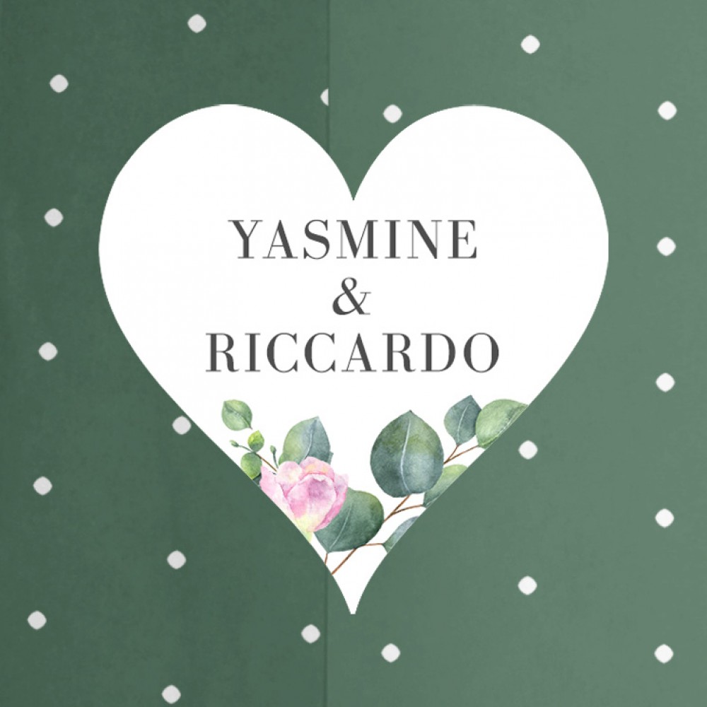 'Eucalyptus Blush' Hole-punched Wedding Invitation Sample