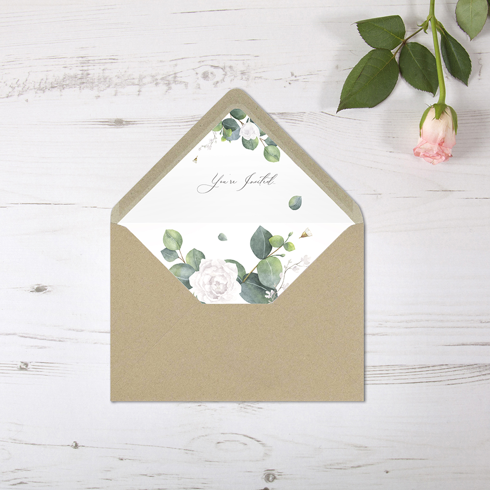 'Eucalyptus White' Printed Envelope Liner with Envelope