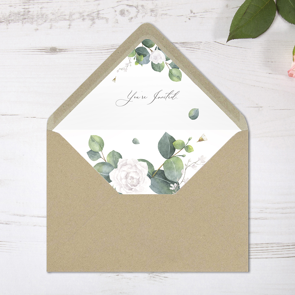 'Eucalyptus White' Printed Envelope Liner with Envelope