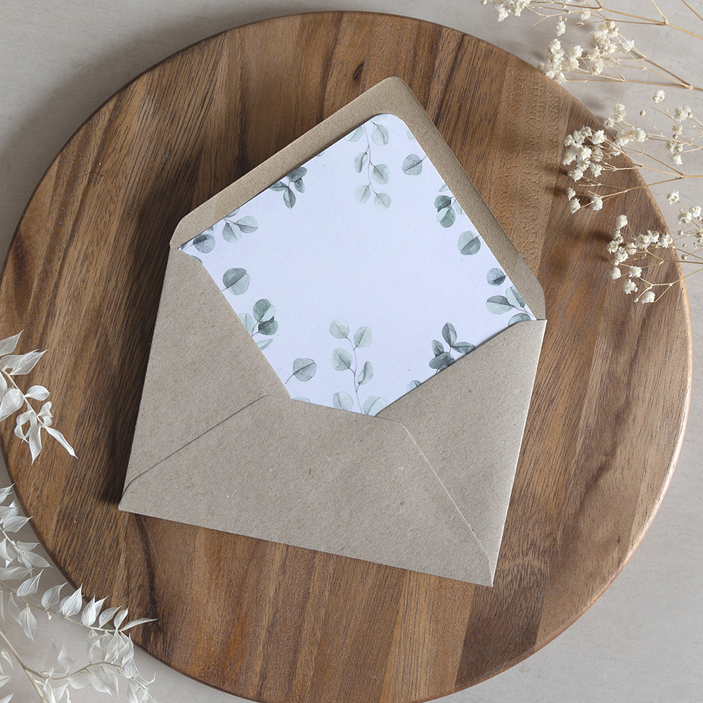 'Eucalyptus' Printed Envelope Liner with Envelope