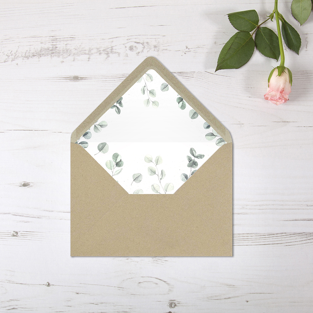 'Eucalyptus' Printed Envelope Liner Sample with Envelope
