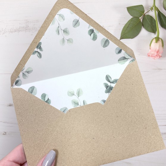 'Eucalyptus' Printed Envelope Liner Sample with Envelope