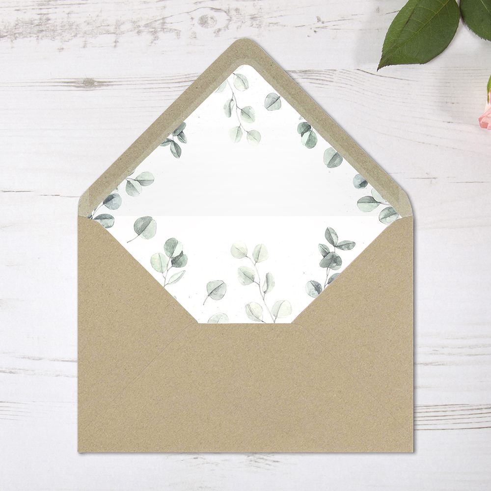'Eucalyptus' Printed Envelope Liner Sample with Envelope
