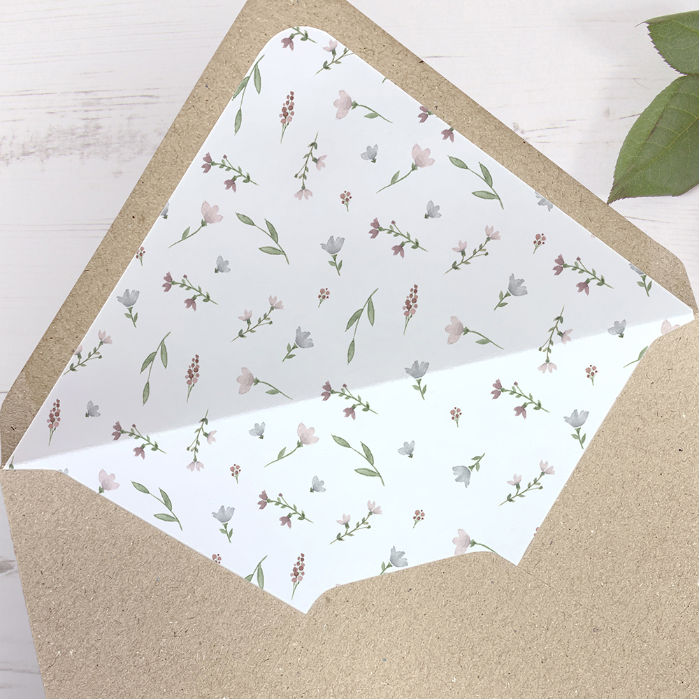 'Genevieve' Printed Envelope Liner Sample with Envelope