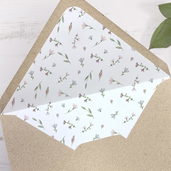 'Genevieve' Printed Envelope Liner Sample with Envelope