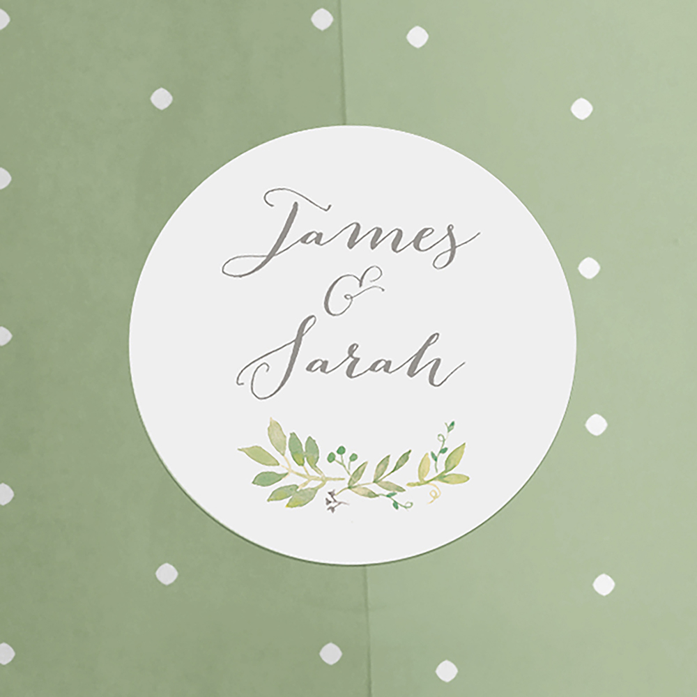 'Green Floral Watercolour' Printed Envelope Liner with Envelope
