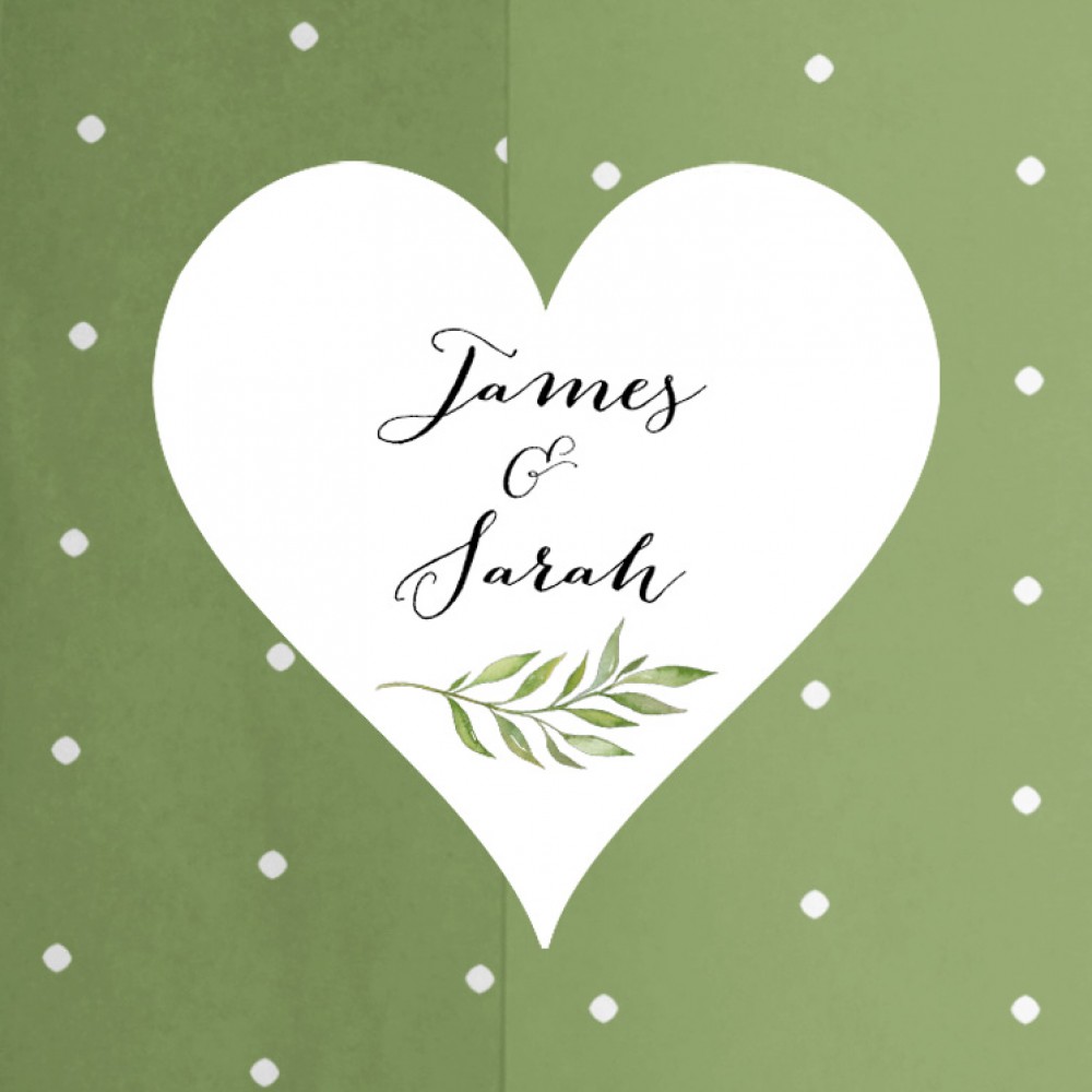 'Green Leaf' Hole-punched Wedding Invitation Sample