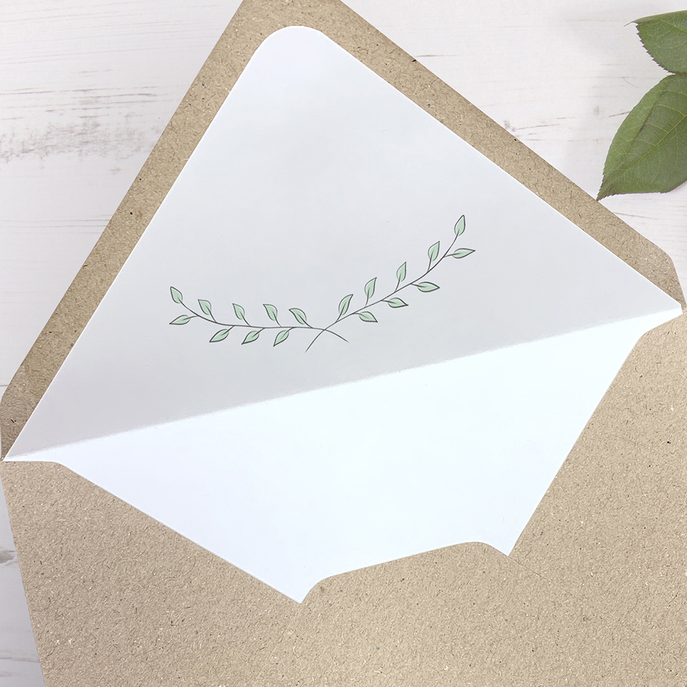 'Green Plant' Printed Envelope Liner Sample with Envelope