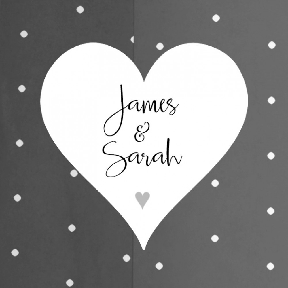 'Grey Heart Bunting' Hole-punched Wedding Invitation Sample