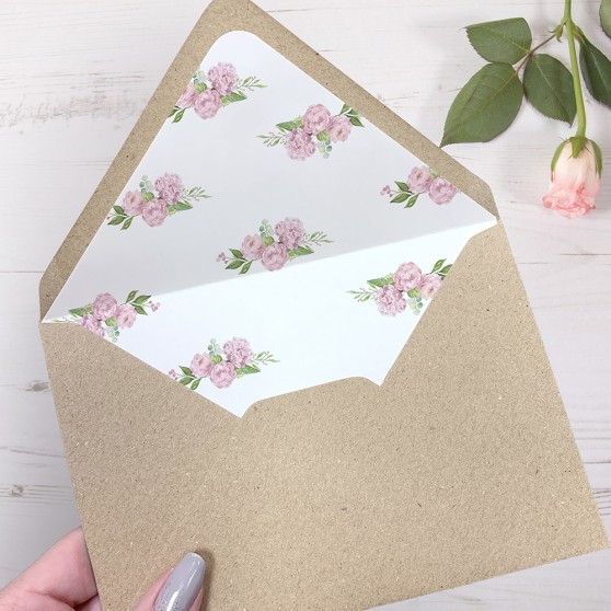 'Hydrangea' Printed Envelope Liner Sample with Envelope
