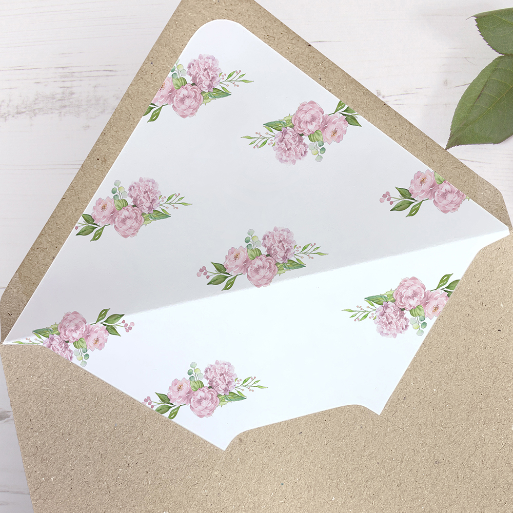 'Hydrangea' Printed Envelope Liner Sample with Envelope