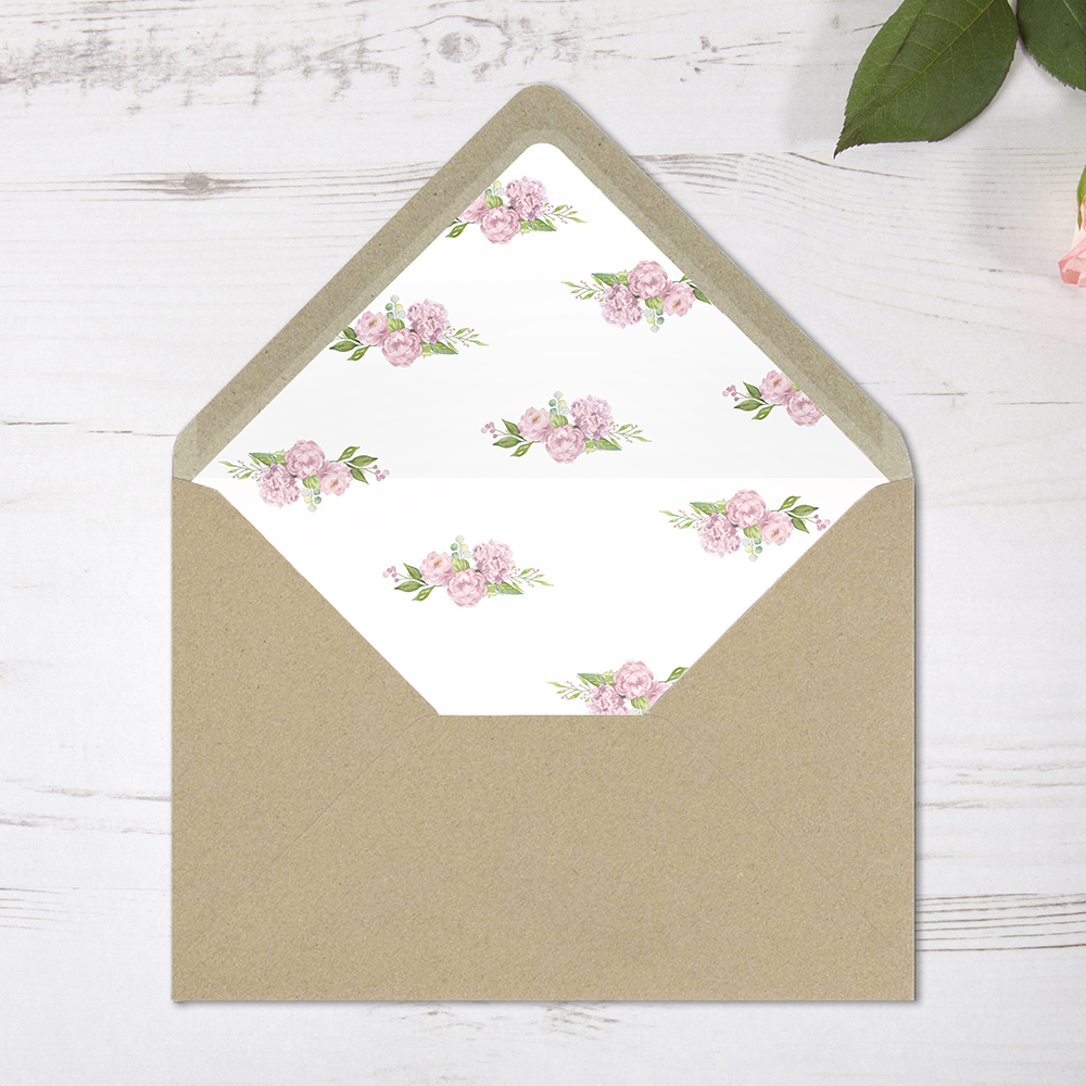 'Hydrangea' Printed Envelope Liner Sample with Envelope