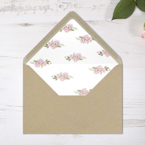 'Hydrangea' Printed Envelope Liner Sample with Envelope