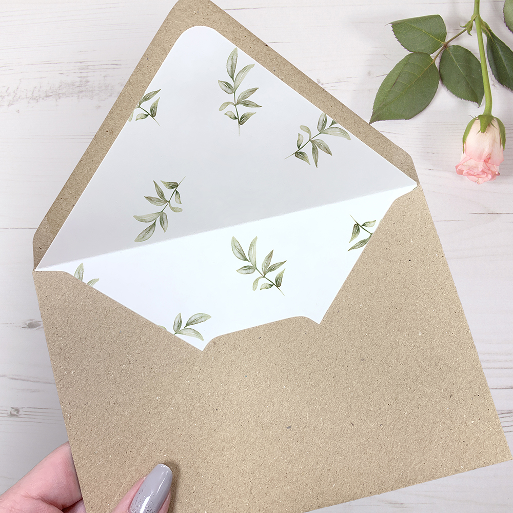 'Juliet' Printed Envelope Liner Sample with Envelope