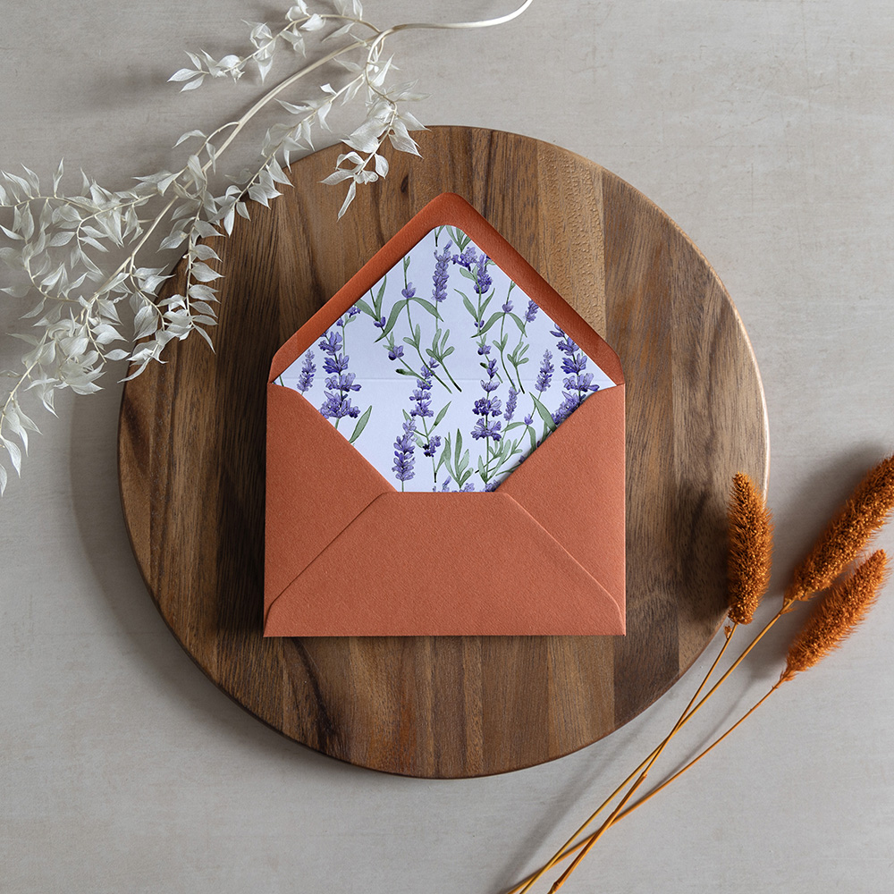 'Lavender' Printed Envelope Liner with Envelope
