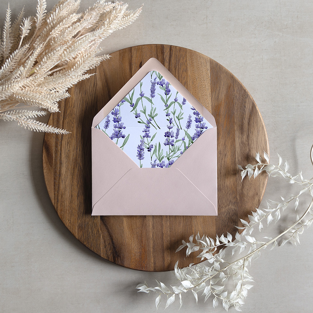 'Lavender' Printed Envelope Liner with Envelope