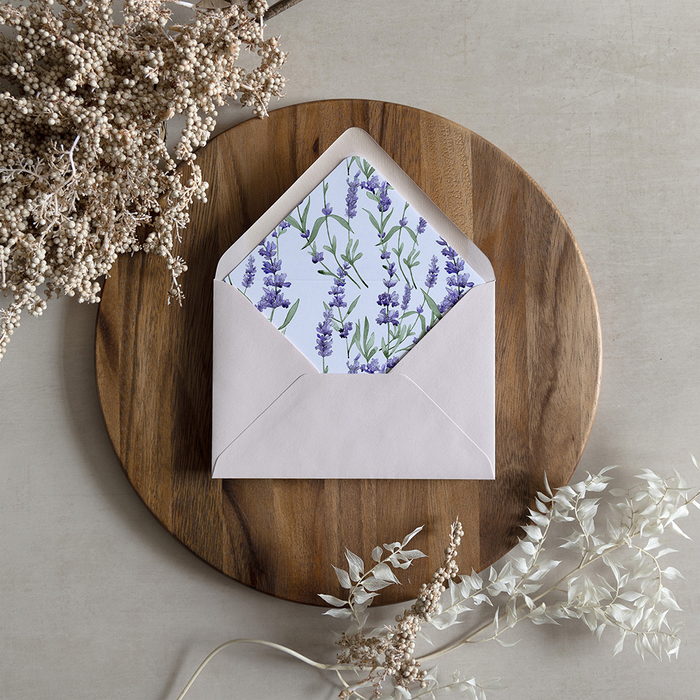 'Lavender' Printed Envelope Liner with Envelope