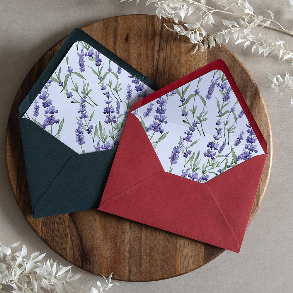 'Lavender' Printed Envelope Liner with Envelope