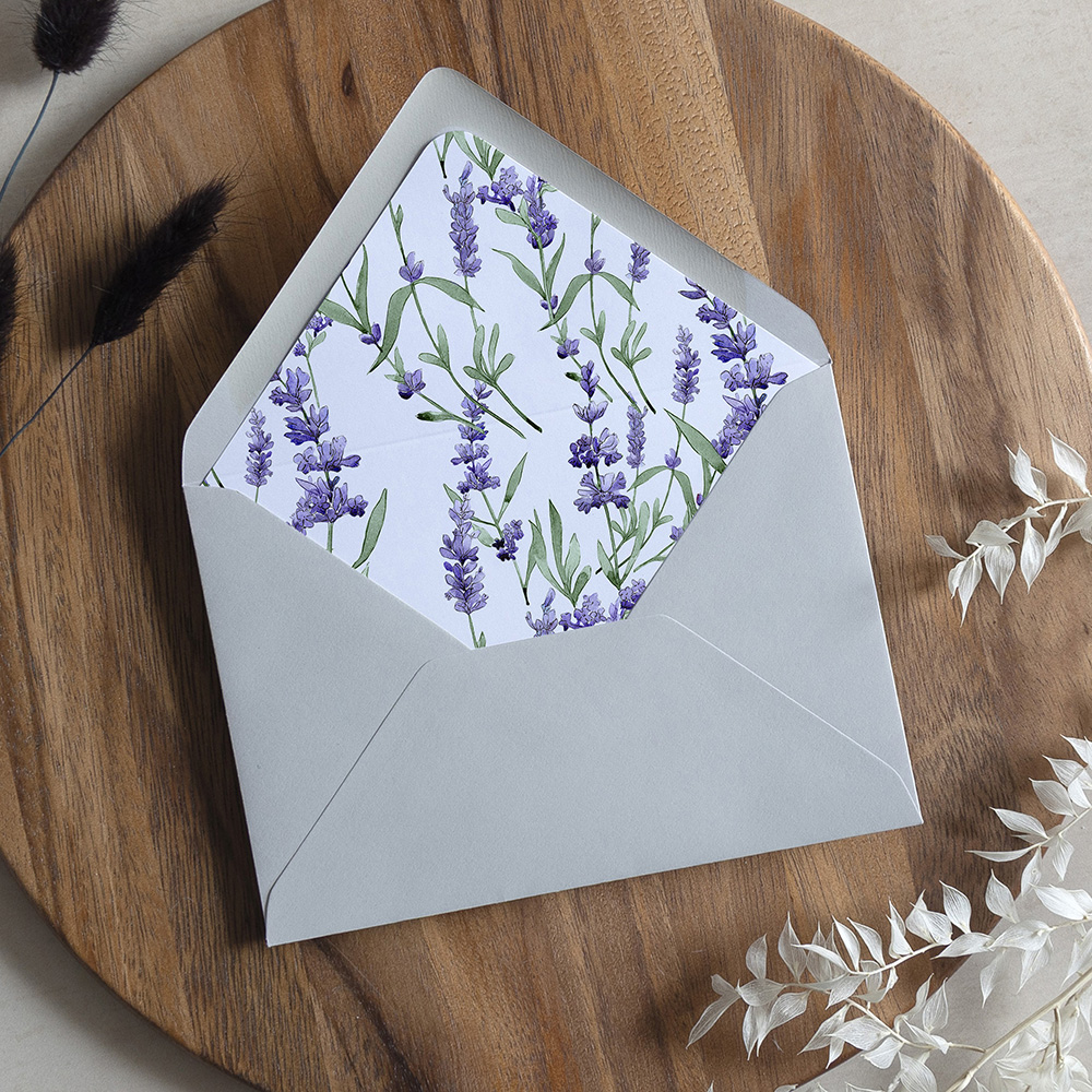 'Lavender' Printed Envelope Liner with Envelope
