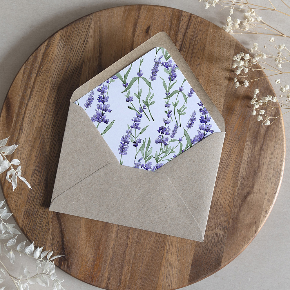 'Lavender' Printed Envelope Liner with Envelope