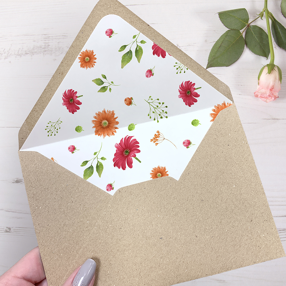 'Matilda' Printed Envelope Liner with Envelope