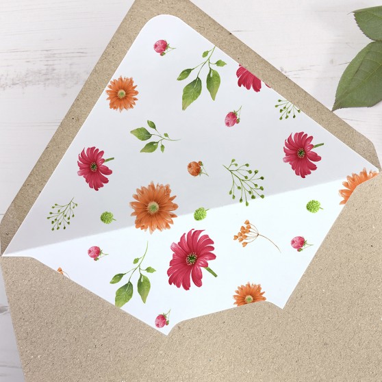 'Matilda' Printed Envelope Liner Sample with Envelope