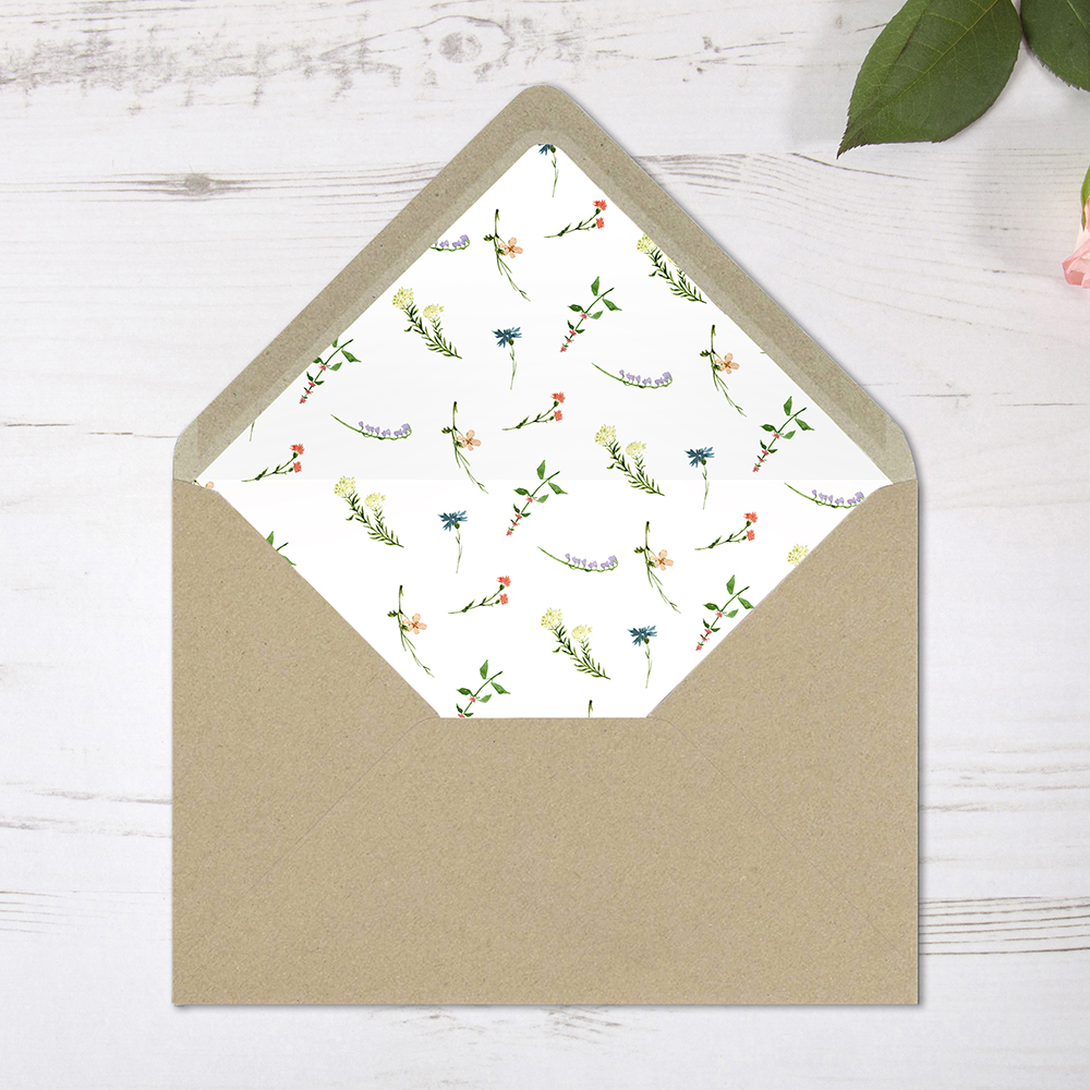 'Meadow Floral' Printed Envelope Liner Sample with Envelope