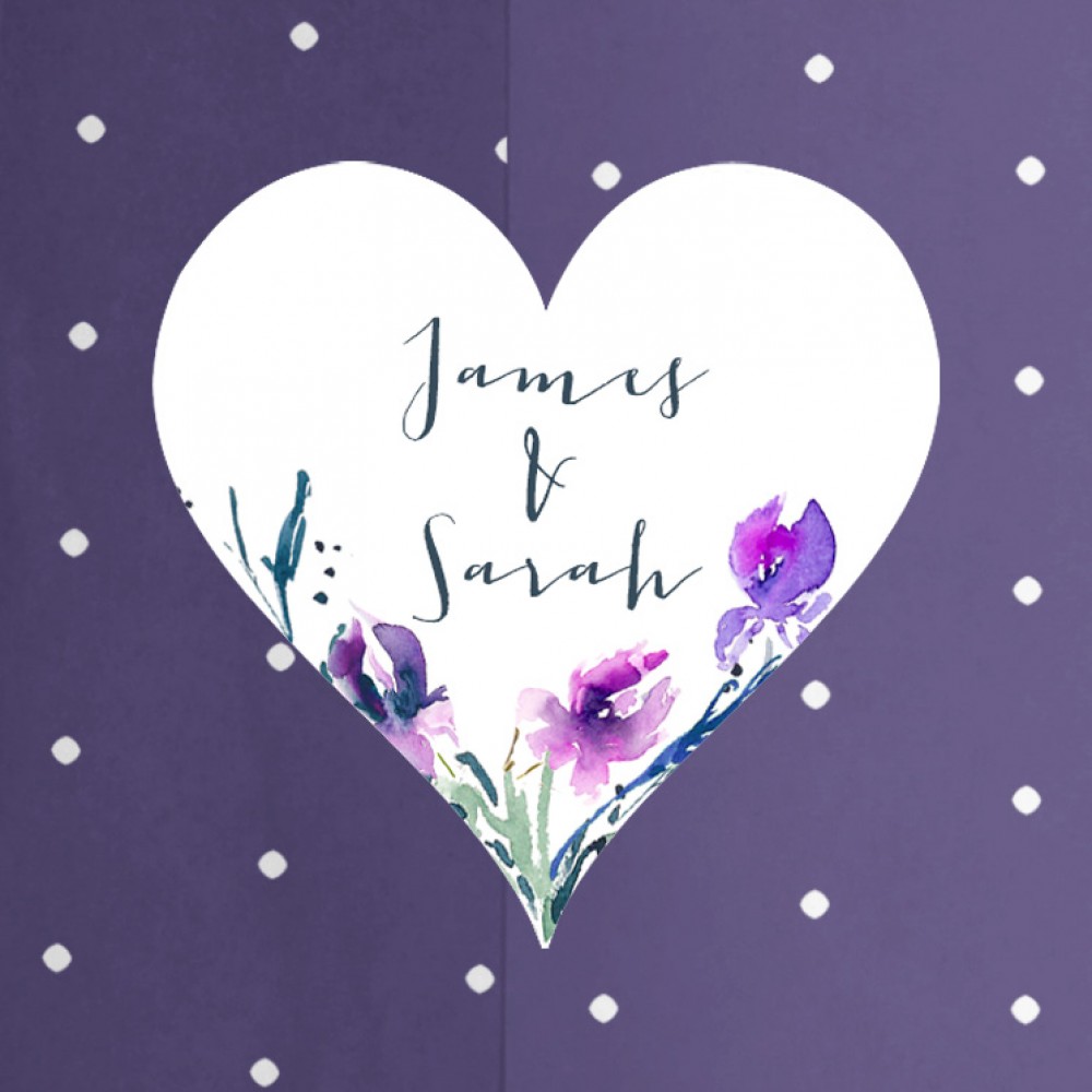 'Midnight Iris' Hole-punched Wedding Invitation Sample