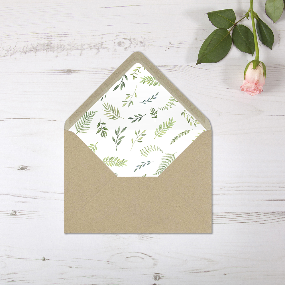 'Ophelia' Printed Envelope Liner Sample with Envelope