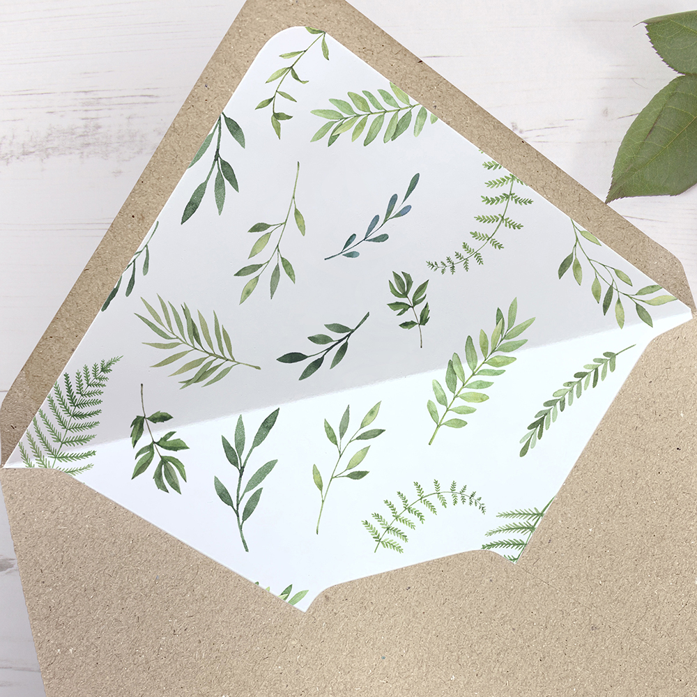 'Ophelia' Printed Envelope Liner Sample with Envelope