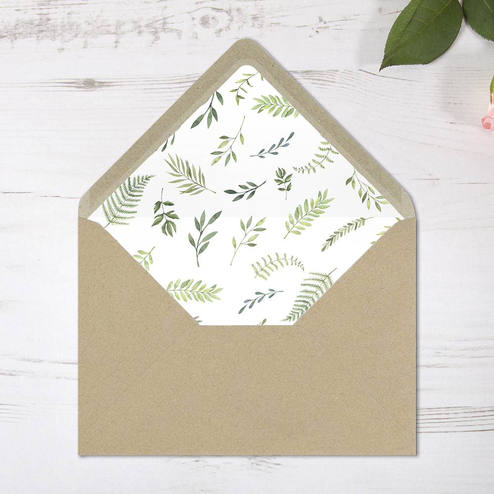 'Ophelia' Printed Envelope Liner Sample with Envelope