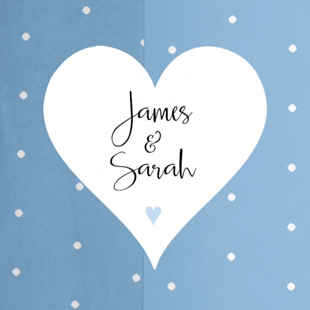 'Pale Blue Heart Bunting' Hole-punched Wedding Invitation Sample